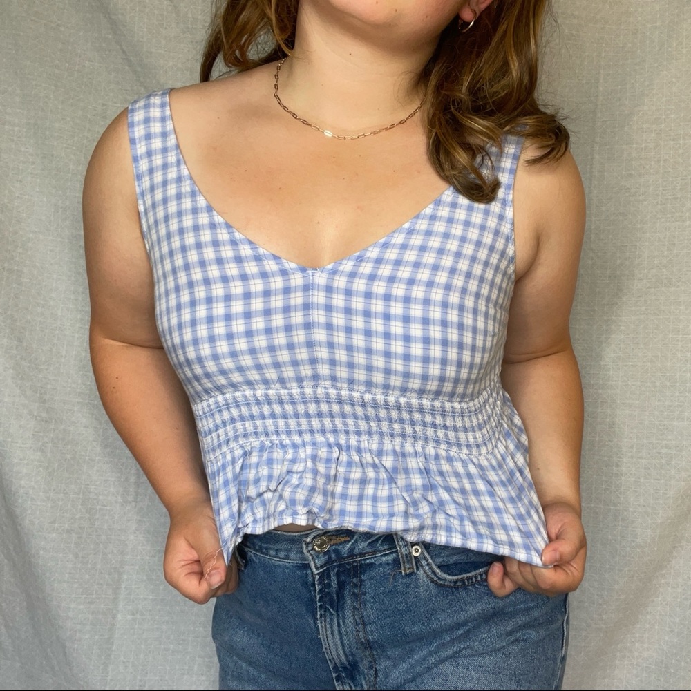 Blue & White Checkered Tank Top